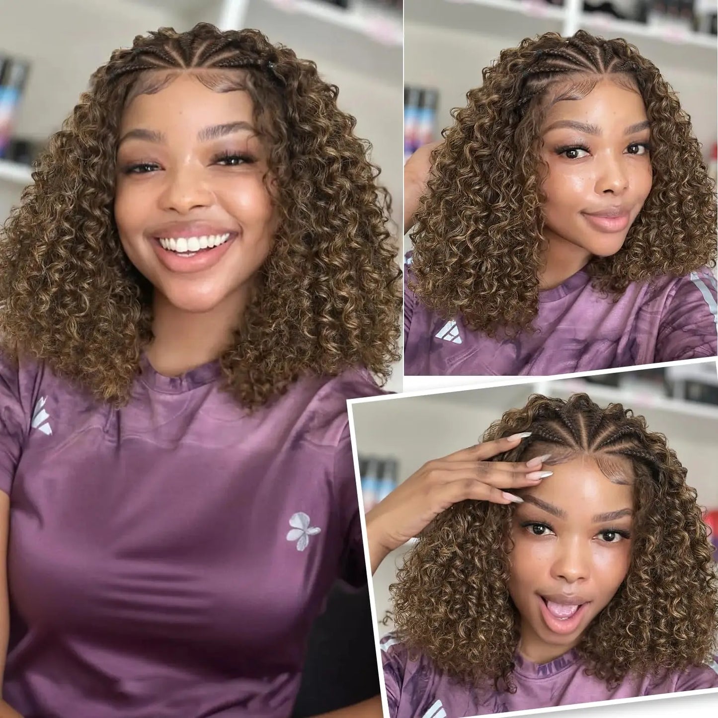 Custom Braided Curly Lace Front Wig
