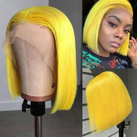 Colored Short Bob Wig Lace Front Wig Grey Pink Straight Human Hair Lace Front Wigs Dark Mint Green13x4 HD Lace Frontal Wigs