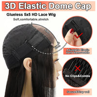 Gluless 5x5 HD Lace Closure Wigs Raw Hair Body Wave Human Hair Wigs Quick Qeave Wig Wear & Go Colored Deep Part  100% Human Hair
