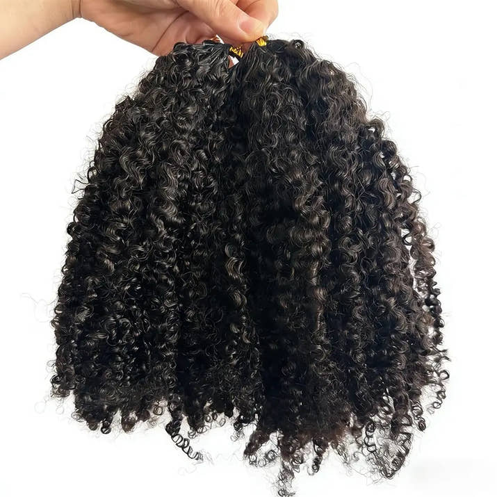 240g Afro Kinky Burmese Curly Crochet Human Hair Knotless Pre-Separated Crochet Feather Hair Extensions Curly Human Hair