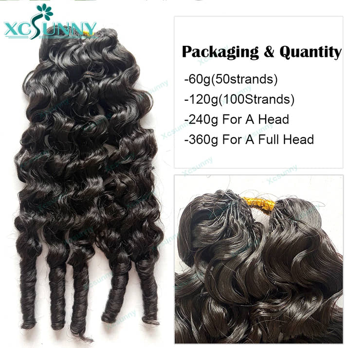 Feather Crochet Human Hair Extensions Curly Water Wave Knotless Pre-Separated Feather Crochet Human Hair With Tight Curly Ends
