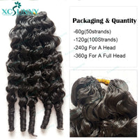 Feather Crochet Human Hair Extensions Curly Water Wave Knotless Pre-Separated Feather Crochet Human Hair With Tight Curly Ends