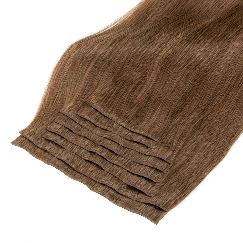 Invisible PU Clip In Hair Extension Human Hair Injected PU Tape Weft Clip in Extension 7Pcs/set 12-24inch 100G 120G Clip On Hair