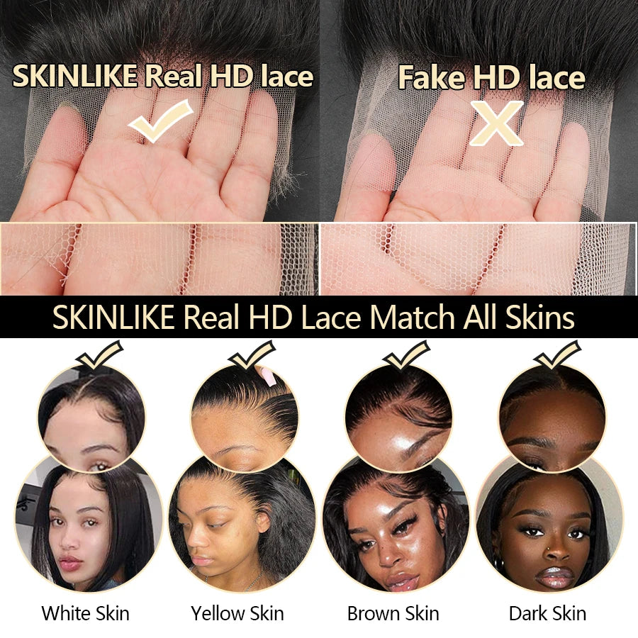 BEEOS Undetectable 13x6 HD Lace Frontal Wig Pre plucked 13x4 HD Lace Full Front Human Hair Wigs For Women Bone Straight Wig 34in