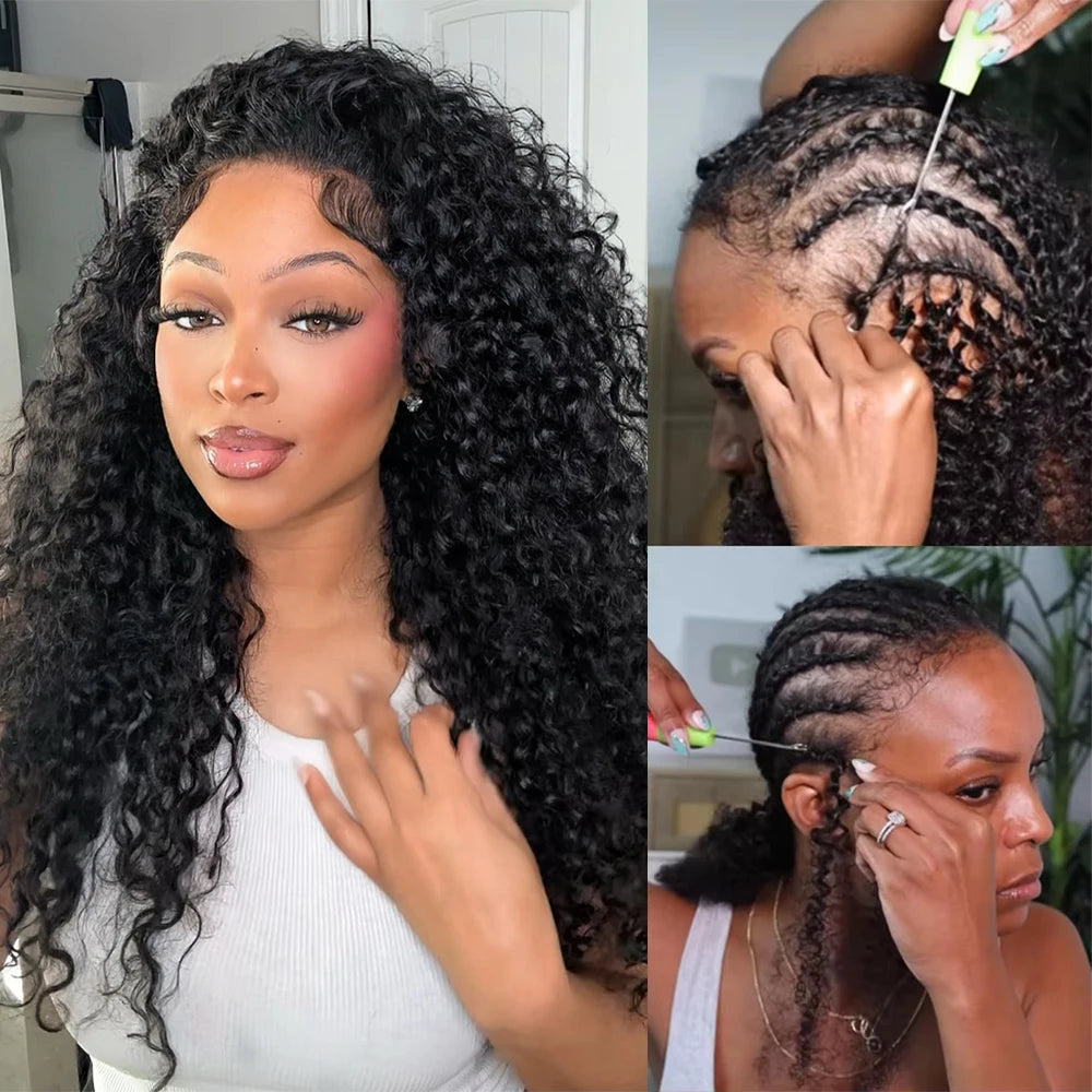 12A Deep Wave Full Head Human Crochet Hair for Black Women Extensions PreSeparated Reusable Loose Wave Feather Crochet Bulk Hair