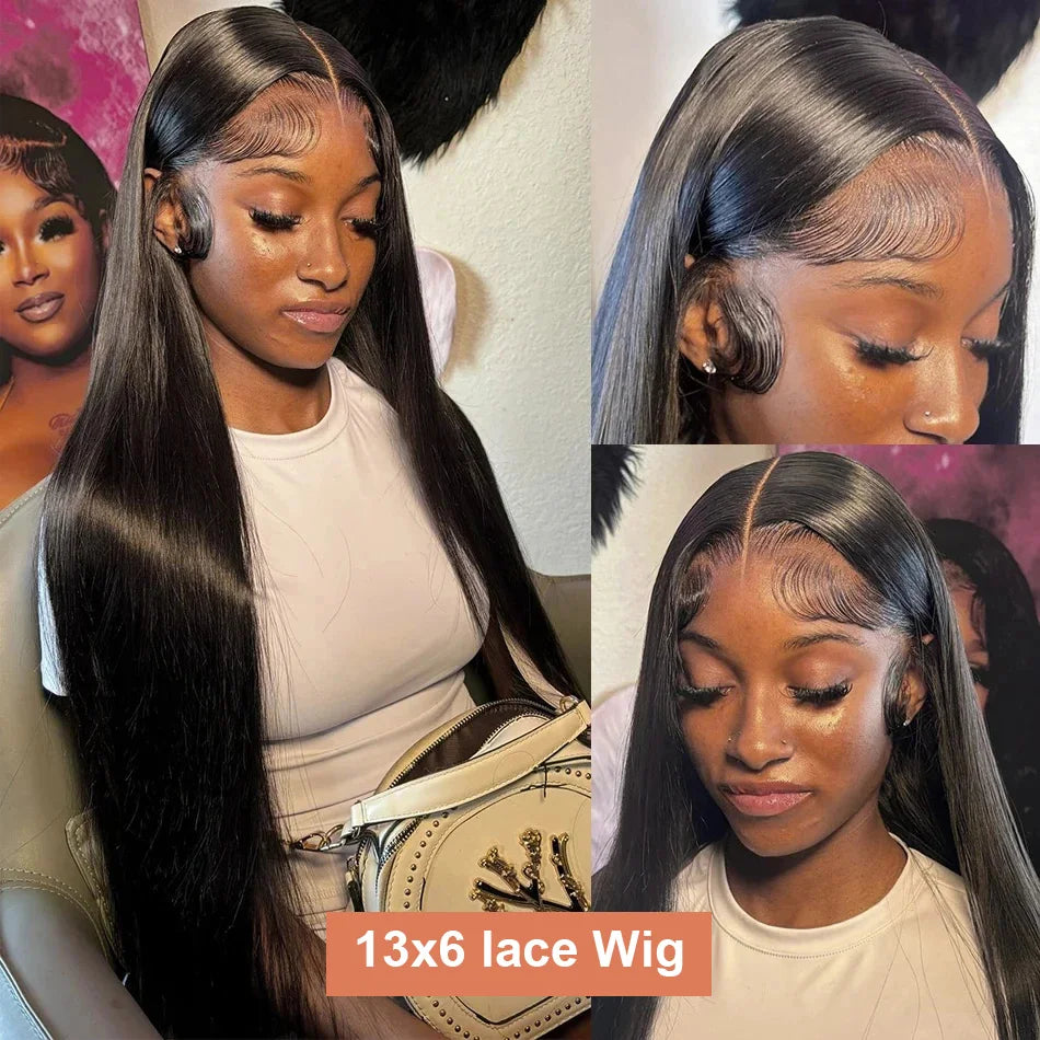 Bone Straight 13x6 HD Lace Frontal Wig 5x5 Closure Glueless Wig 100% Human Hair 30 40 Inch 13x4 Transparent Lace Pre Plucked Wig