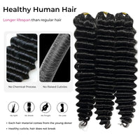 12A Deep Wave Full Head Human Crochet Hair for Black Women Extensions PreSeparated Reusable Loose Wave Feather Crochet Bulk Hair