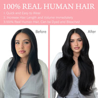 Straight Clip in Hair Extensions Human Hair 8pcs #1B Double Weft Clip in Human Hair Extensions Natural Black Color For Women