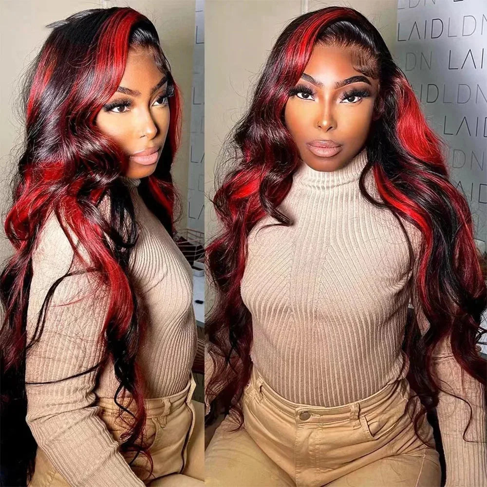 Red Highlight Body Wave Wig