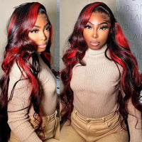 Red Highlight Body Wave Wig