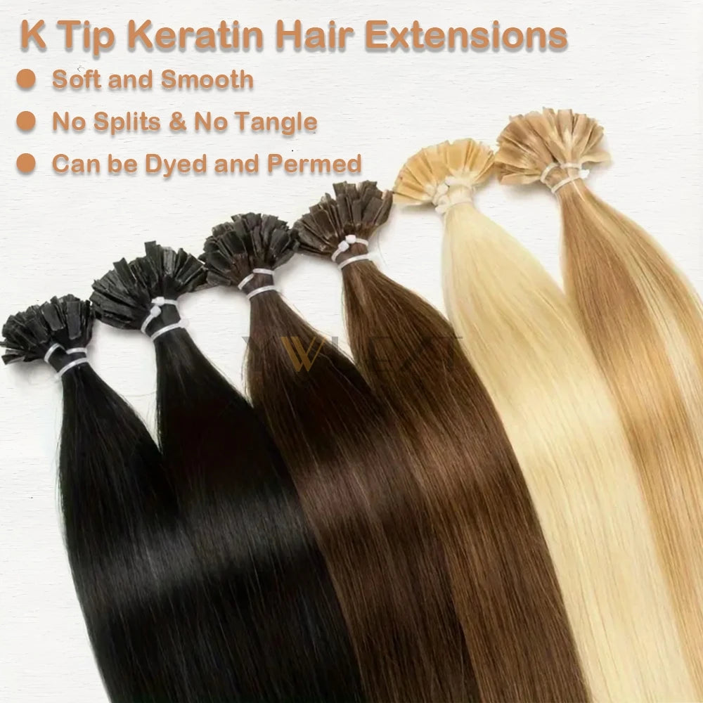 K Tip Hair Extensions Keratin Human Hair Hot Fusion Hair Extension European Hair Keratin Glue Machine Remy 12-20 inches