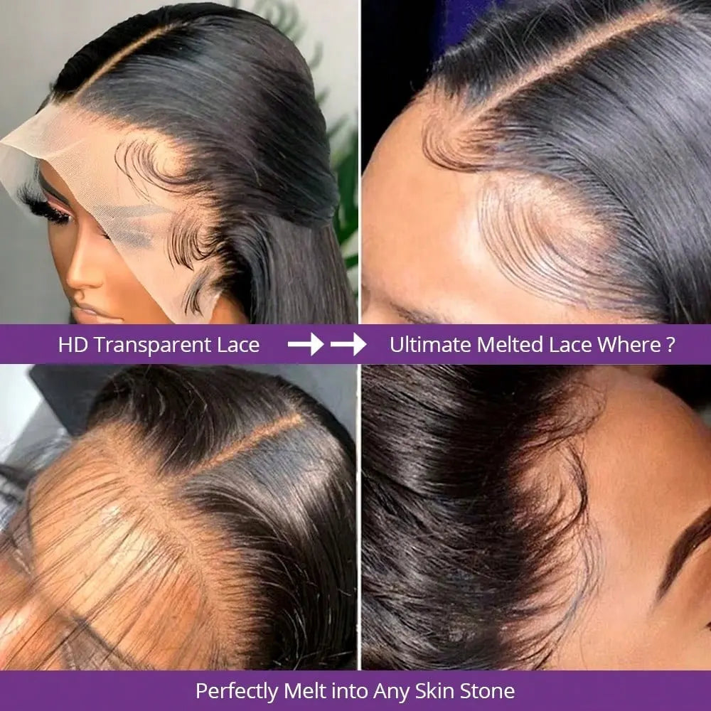40 42 Inch 13x4 13x6 HD Transparent Bone Straight Lace Front Wigs 250% Brazilian Human Hair Wigs 5x5 Glueless Lace Closure Wigs