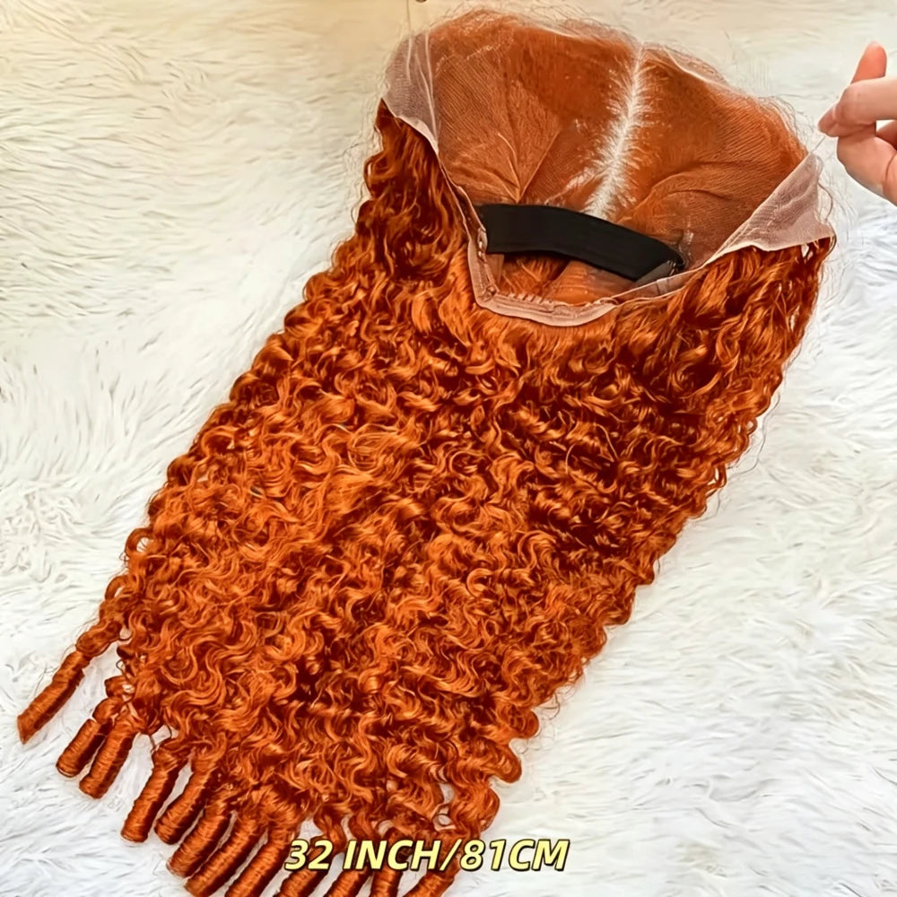 Ginger Orange Burmese Curly Human Hair Wig Pre Plucked 13x6 Hd Lace Front Human Hair Wig #350 Colored Wig Human Hair 200 Density