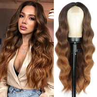 Synthetic Long Lace Wavy Wig for Women 26 Inch Middle Part Curly Natural Looking Heat Resistant Fiber for Daily Party Christmas