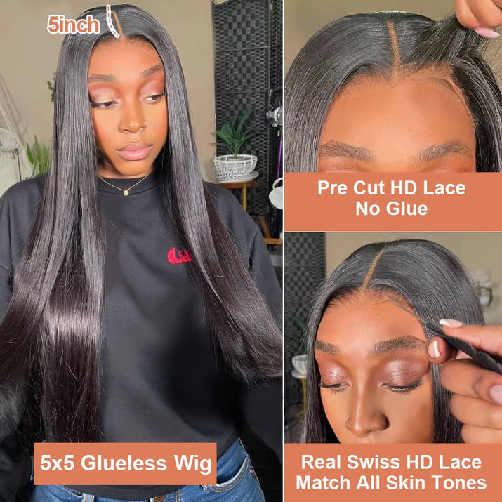 Bone Straight 13x6 HD Lace Frontal Wig 5x5 Closure Glueless Wig 100% Human Hair 30 40 Inch 13x4 Transparent Lace Pre Plucked Wig