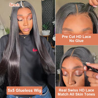 Bone Straight 13x6 HD Lace Frontal Wig 5x5 Closure Glueless Wig 100% Human Hair 30 40 Inch 13x4 Transparent Lace Pre Plucked Wig