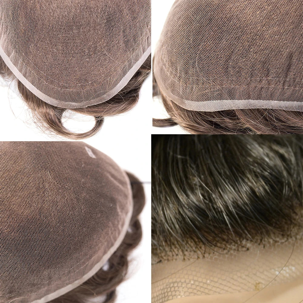 Full Lace Toupee For Men Human Hair Systems Unit Men's Lace Base Wig Breathable Male Capillary Prothesis Man Wigs