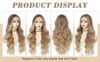 Synthetic Long Lace Wavy Wig for Women 26 Inch Middle Part Curly Natural Looking Heat Resistant Fiber for Daily Party Christmas