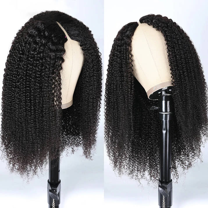 V-Part Kinky Curly Human Hair Wig