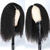 V-Part Kinky Curly Human Hair Wig