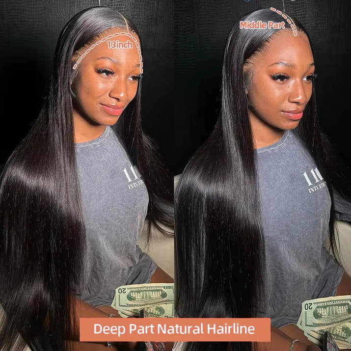 Bone Straight 13x6 HD Lace Frontal Wig 5x5 Closure Glueless Wig 100% Human Hair 30 40 Inch 13x4 Transparent Lace Pre Plucked Wig
