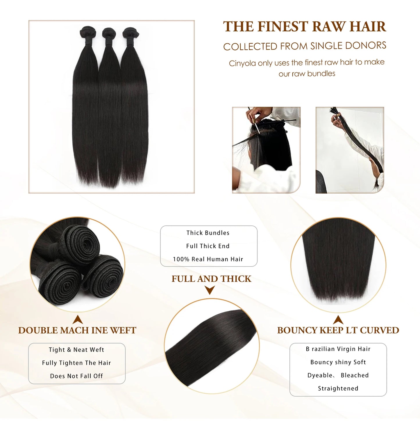 100% Human Hair 36 40 Inch Bone Straight Raw Hair Human Hair Bundles Extensions 3 4 Bundle Black Brazilian Remy  Weave  Bundles