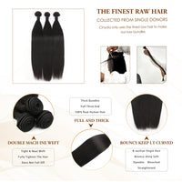 100% Human Hair 36 40 Inch Bone Straight Raw Hair Human Hair Bundles Extensions 3 4 Bundle Black Brazilian Remy  Weave  Bundles