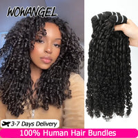 WOWANGEL Burmese Curly Human Hair Bundles Pixie Curly Bundles 100% Unprocessed Virgin Hair Extensions Ocean Spiral Curly Weft