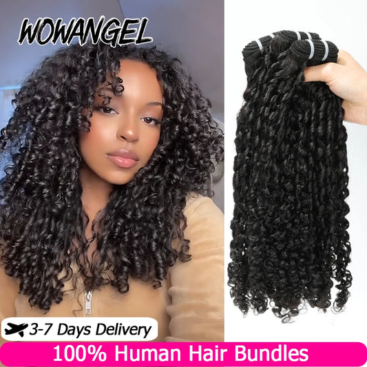 WOWANGEL Burmese Curly Human Hair Bundles Pixie Curly Bundles 100% Unprocessed Virgin Hair Extensions Ocean Spiral Curly Weft