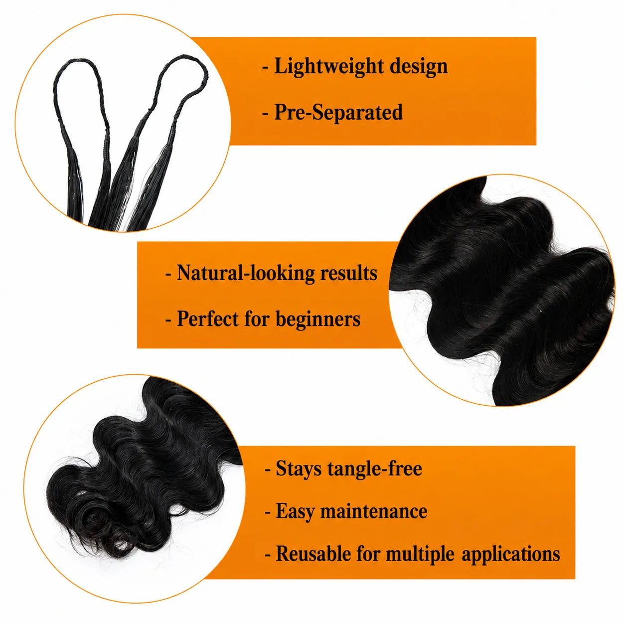 Body Wave Crochet Human Hair Knotless Pre-Separated Feather Lightweight Human Crochet Hair Extensions For Braids Twist For Women