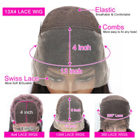 13x4 Chocolate Brown Straight Lace Front Human Hair Wigs 360 Lace Wig 100% Human Hair Pre Plucked Lace Frontal Wig For Women