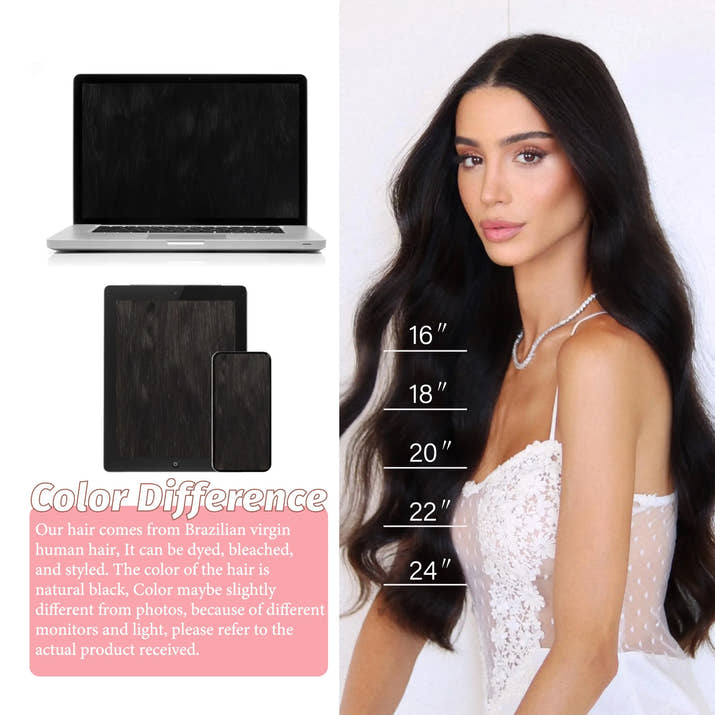 Straight Clip in Hair Extensions Human Hair 8pcs #1B Double Weft Clip in Human Hair Extensions Natural Black Color For Women
