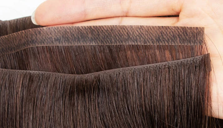 Invisible Long Tape PU Weft Human Hair Bundles Real Natural Hair Seamless & No-Glue Injected Tape In Hair Extensions Thick Ends