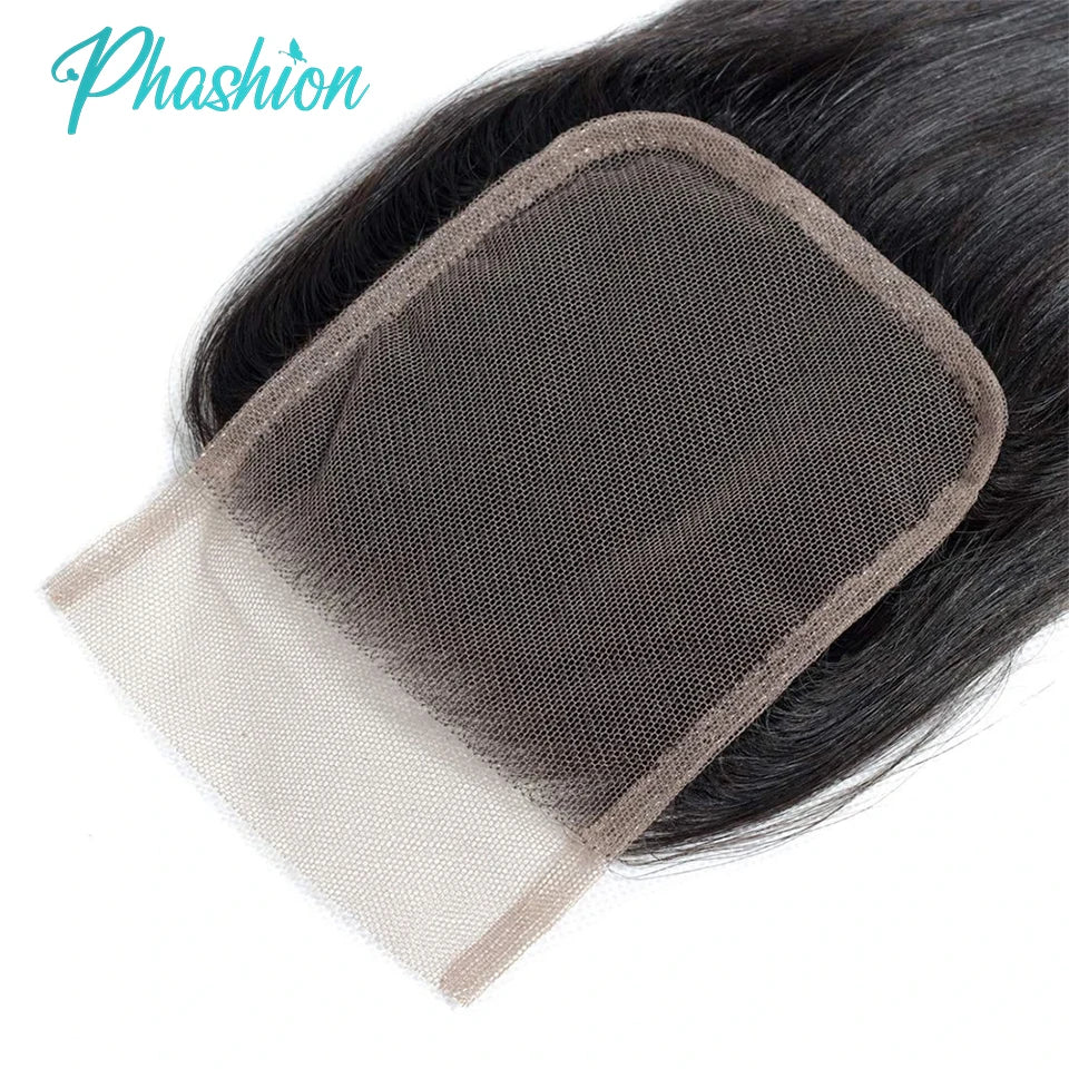 Phashion Ear to Ear 13X4 Lace Frontal Straight 4x4 5X5 Closure Only Body Wave Pre Plucked Swiss Transparent 100% Remy Human Hair