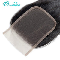 Phashion Ear to Ear 13X4 Lace Frontal Straight 4x4 5X5 Closure Only Body Wave Pre Plucked Swiss Transparent 100% Remy Human Hair