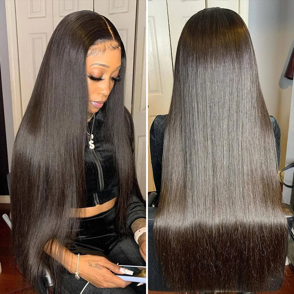 200% Straight Real Full Lace Human Hair Wig 30 40 Inch Transparent HD Lace 13x6 Lace Frontal Wigs for Women 13x4 360 Pre plucked