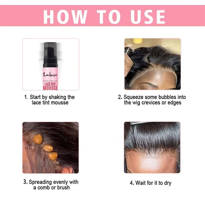 Natural Lace Tint Spray Dyed Foam Mousse for Women 100ML Wigs Mesh Skin-fitting Invisible Colorant Cosplay Wig Dye Mist