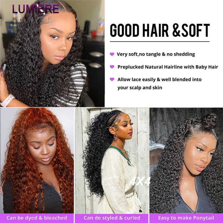 100% Virgin Afro Deep kinky Curl human hair HD Transparent Lace Front Closure with bundles