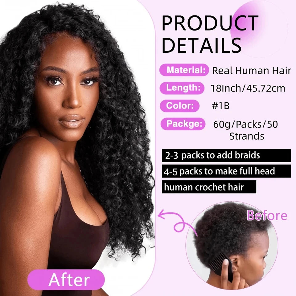 Kinky Curly Miracle Knots Human Crochet Hair 240g/Pack Invisible Pre-Separated Feather Crochet Human Hair Extensions For Women