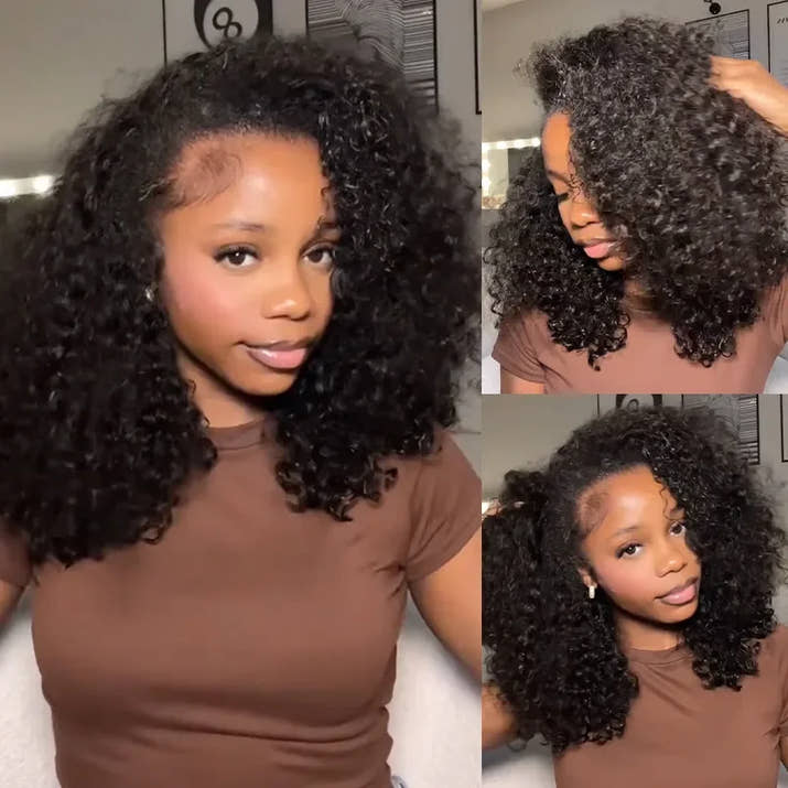 4C edges Kinky Curly Bob Wig
