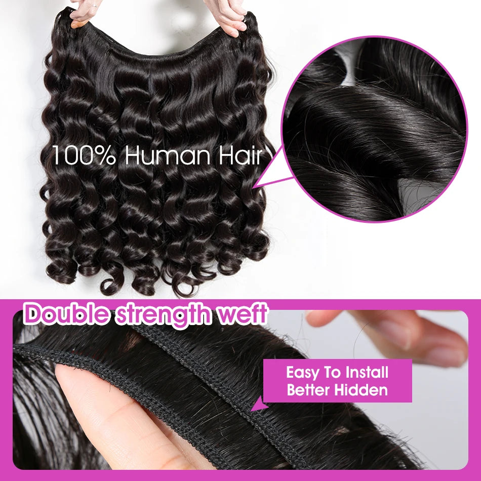 30 38 40 Inch Loose Deep Wave Double Weft Human Hair Curly Bundles Extensions Tissage Unprocessed Brazilian Hair 1 2 3 4 Weave