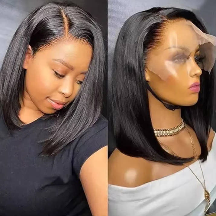 BOB Lace Front Wig Human Hair Straight 180% Full Density 13x4 HD Transparent Lace Frontal Wigs Bob Hair Lace Front Wig For Women