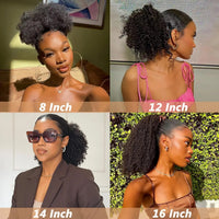 Mongolian 4B 4C Remy Human a Hair 10-24" Clips In Drawstring Ponytail Afro Kinky Curly Drawstring Ponytail Human Hair Extensions