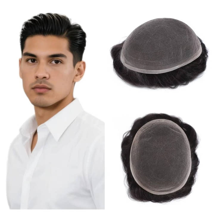 Full Lace Toupee For Men Human Hair Systems Unit Men's Lace Base Wig Breathable Male Capillary Prothesis Man Wigs