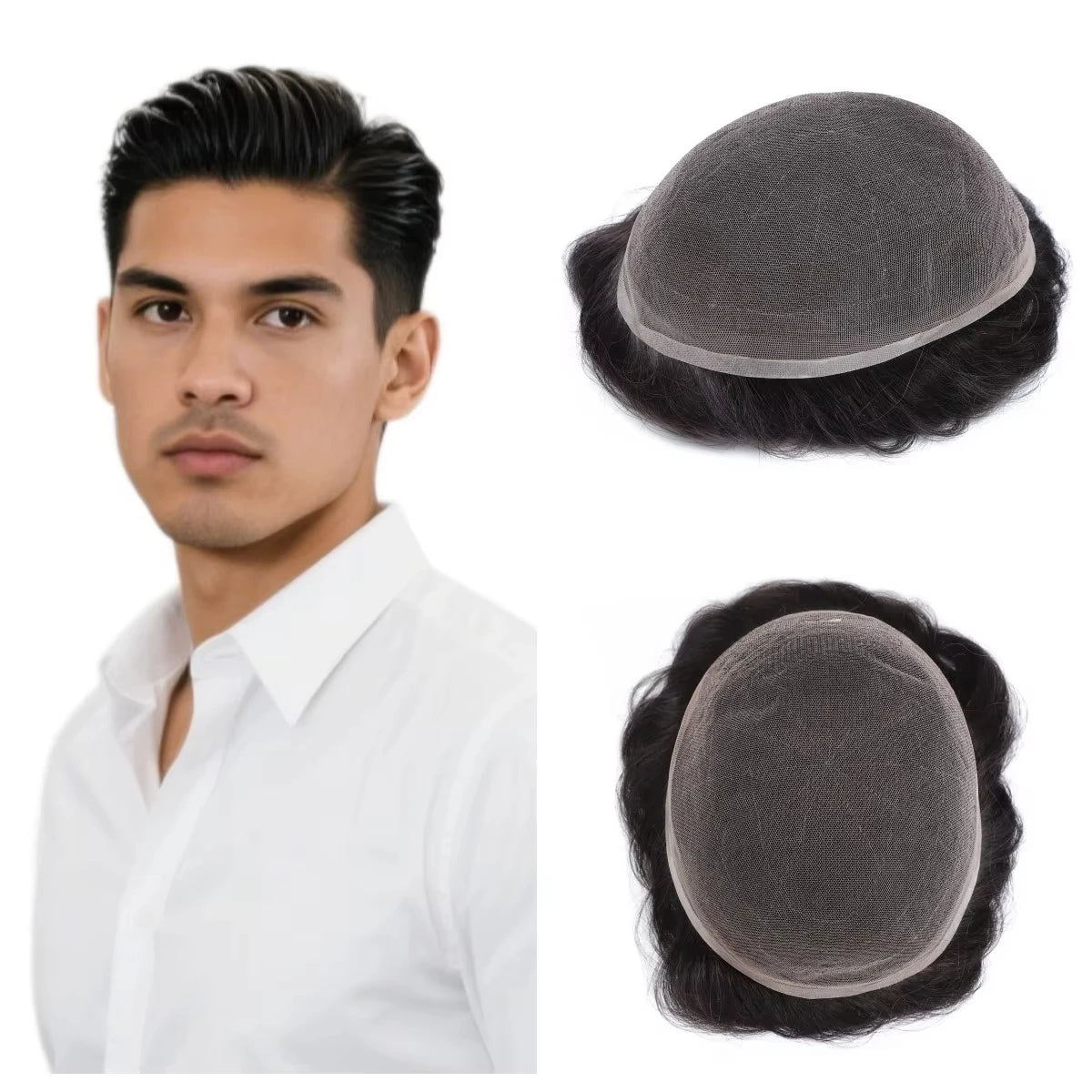 Full Lace Toupee For Men Human Hair Systems Unit Men's Lace Base Wig Breathable Male Capillary Prothesis Man Wigs