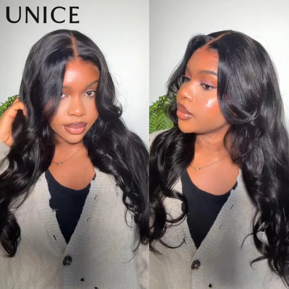 UNice 13x4 HD Real Scalp™ Wig Pull And Go Drawstring Loose Wave Human Hair Wig With Face Framing Curtain Bangs