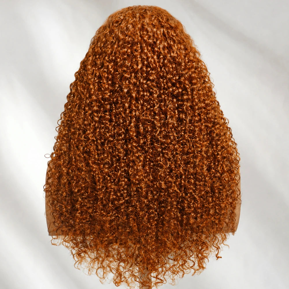 UNice Ginger Curly Wig With Drawstring Pre Cut Pre Bleached  4x2 Lace Front Human Hair Glueless Wig 150% Density