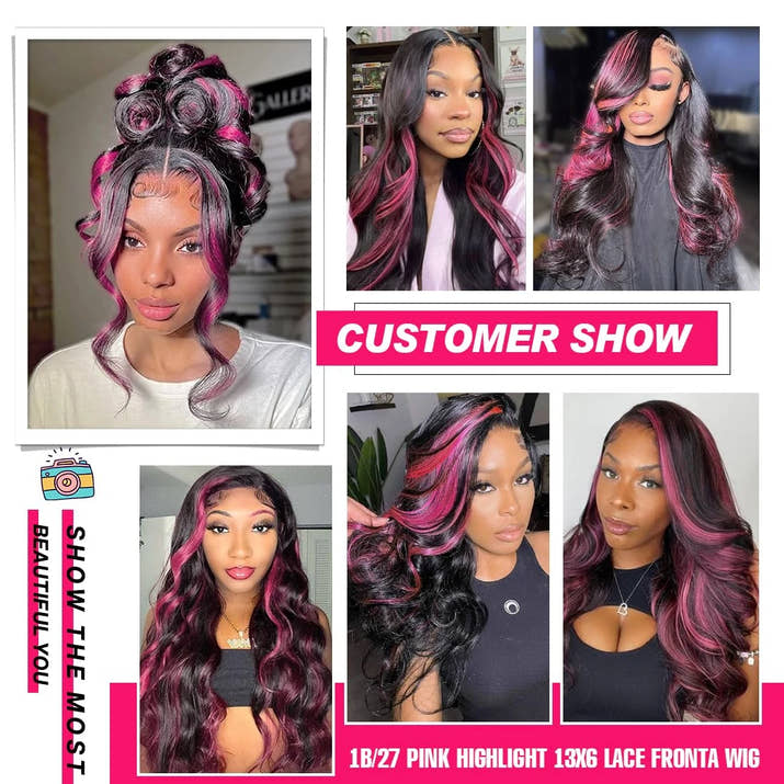 Smilegirl Purple Highlight Lace Front Wig 13x6 Human Hair Pre-plucked Hairline 36 38inches Brazilian HD Lace Frontal Human Hair Wigs 13X4 1B/Purple Curly Wavy Ombre Colored Wigs for Women