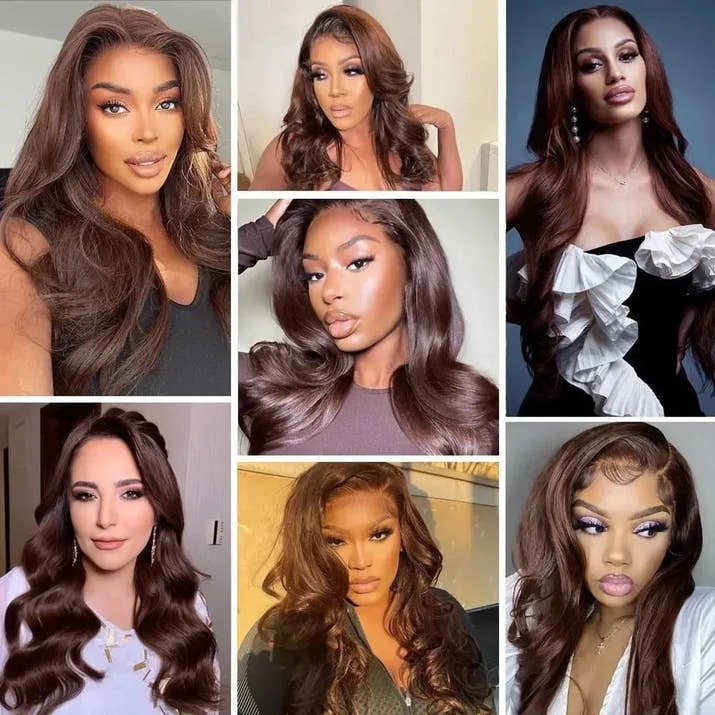 Loose Wave Brown Chocolate Color Synthetic 13X4X1 Lace Front Wig For Women Prepuck Bleach Knot Glueless Wig Heat Resistant Fiber