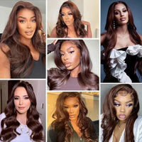 Loose Wave Brown Chocolate Color Synthetic 13X4X1 Lace Front Wig For Women Prepuck Bleach Knot Glueless Wig Heat Resistant Fiber